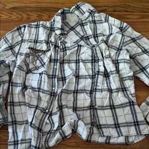 Altar'd State Black and White Plaid Shirt